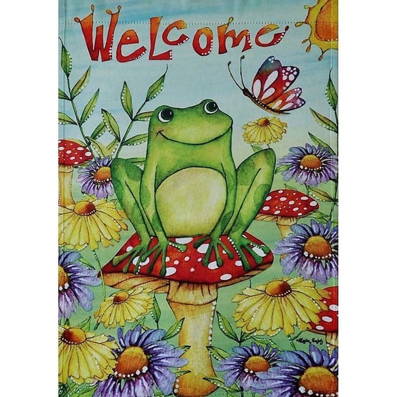 Other - Garden Flag- NEW- Welcome Toad Frog on Mushroom